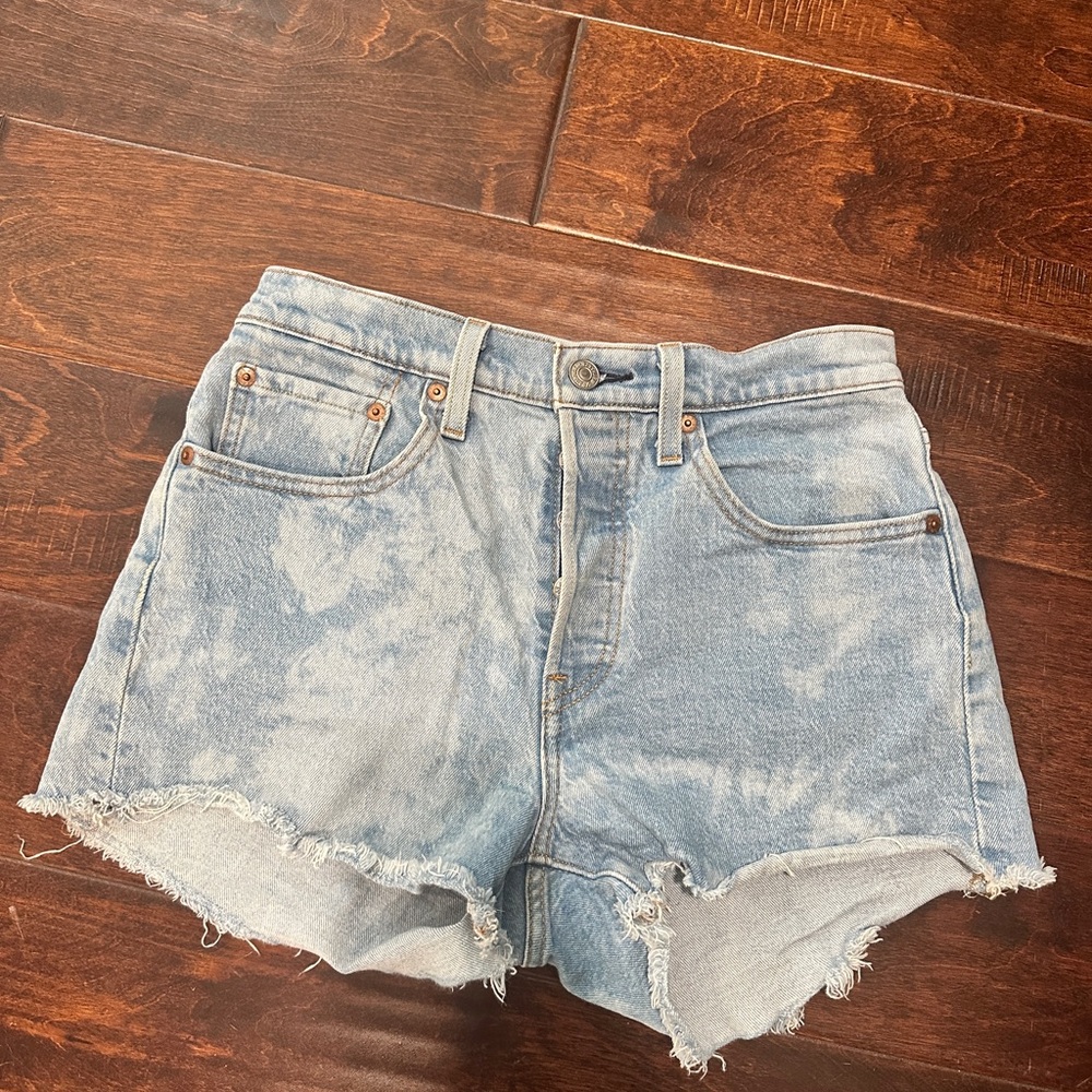 Levi's Light Blue Acid-Wash Cutoff Denim Shorts